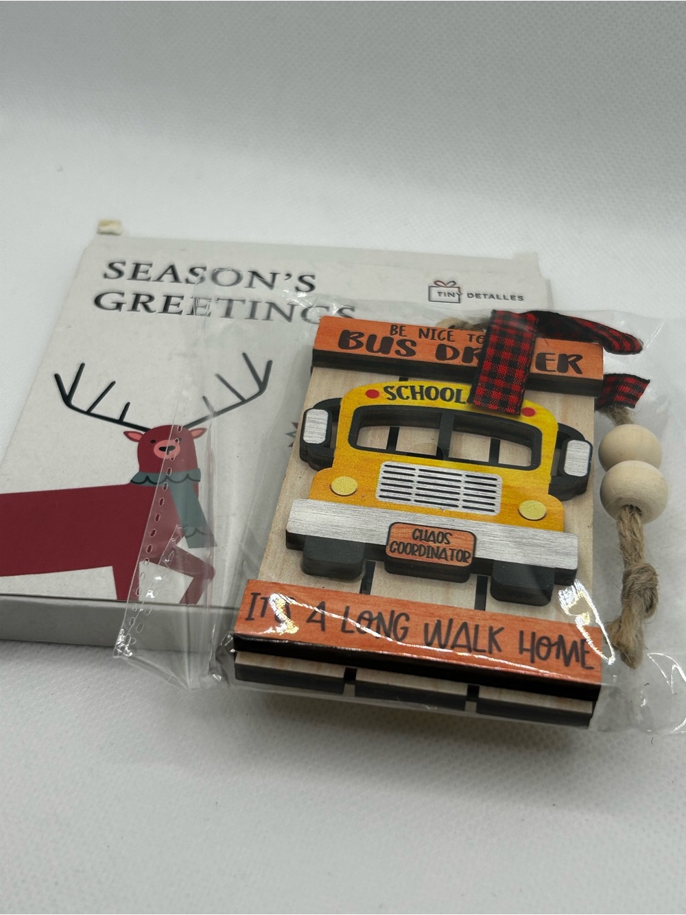 NEW School Bus Driver Christmas Ornament Wooden Gift